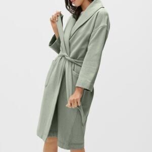 Everlane French Terry Robe M/L Women Sage Green House Coat Lounge Organic Cotton